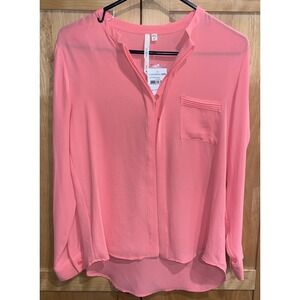 NWT! Nordstrom Brand Bellatrix Pink Coral Chiffon Blouse Size Small Orig $78!